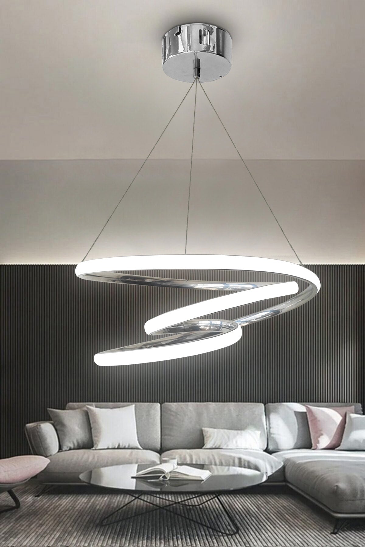 Chrome Galaxy White Light LED Chandelier