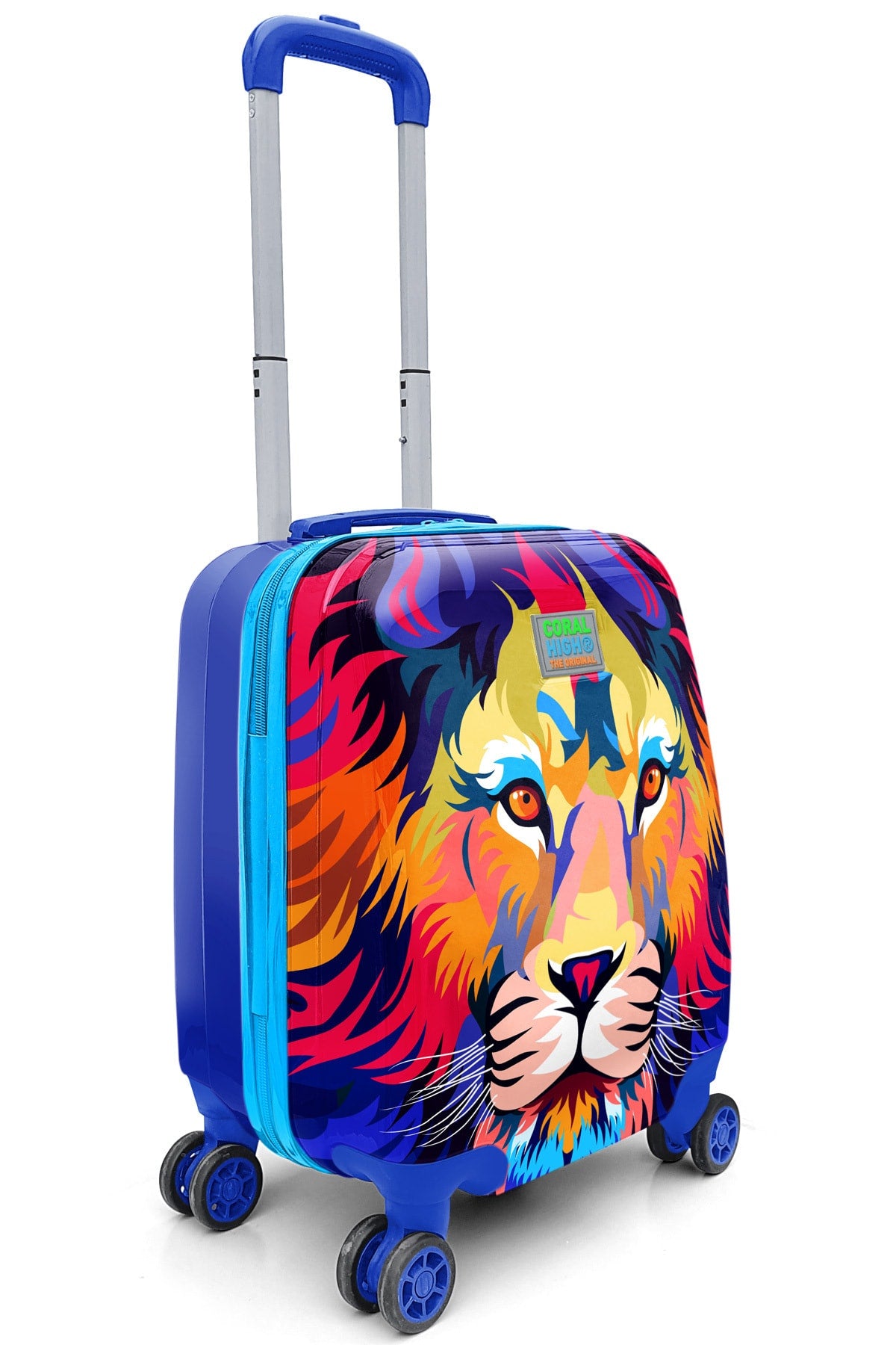 Kids Blue Sax Lion Patterned Child Suitcase 16732