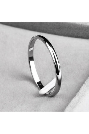 3Mm Thin Curved Shiny Steel Wedding Band Ring Cl27