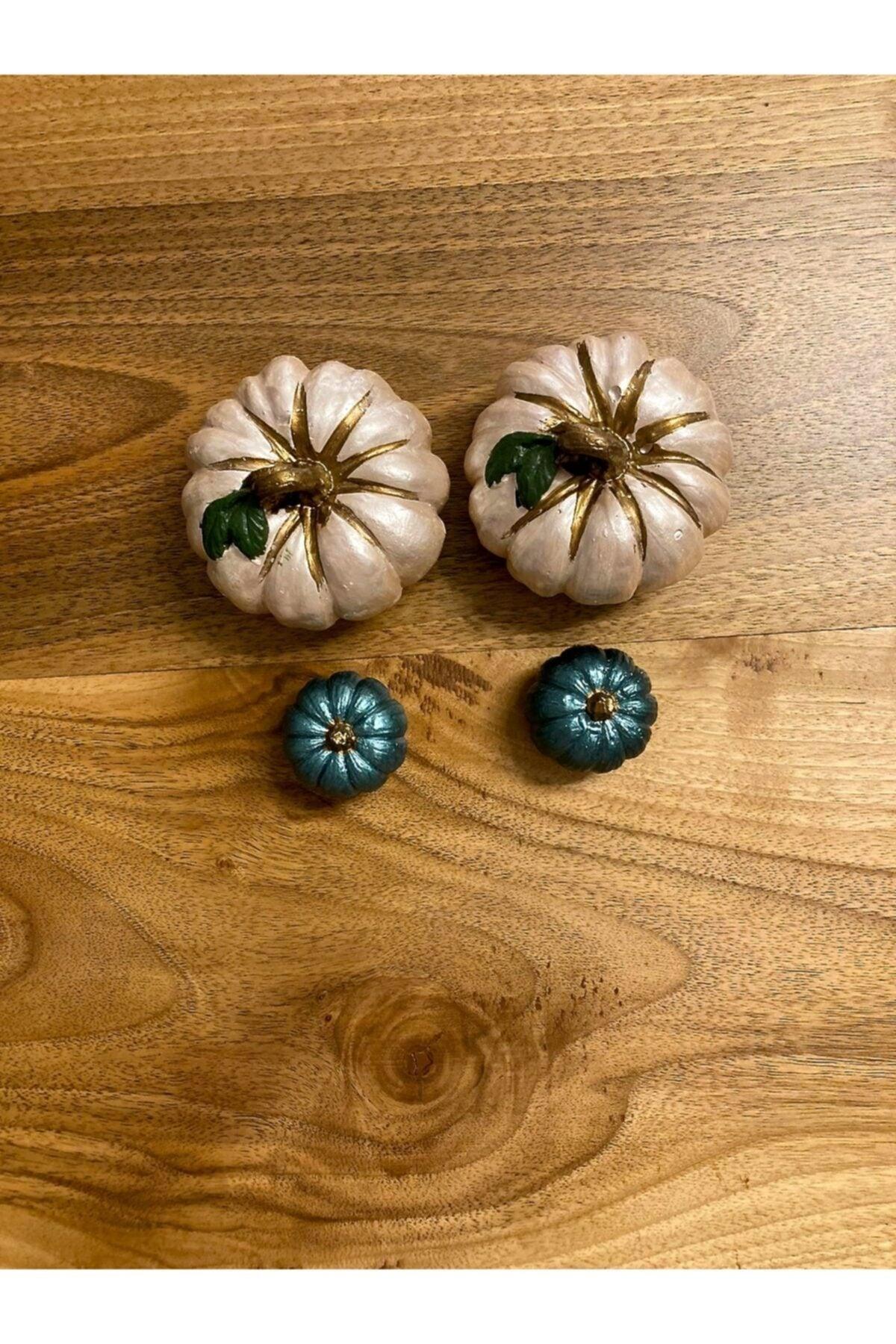 Pumpkin Decor Set of 4 Concrete Pumpkin Object Pumpkin Colorful Trinket Pumpkin Ornament Home Decoration - Swordslife