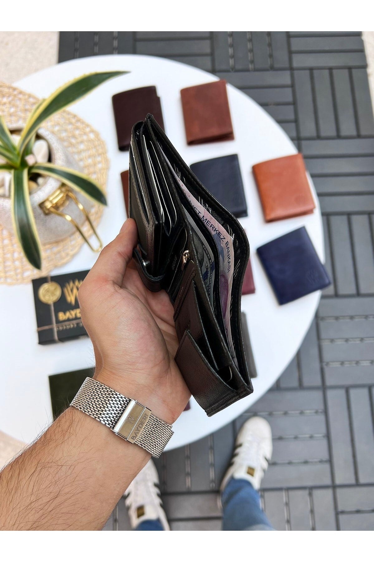 Luna Genuine Leather Handy Coin Holder Kibar Men'S Wallet Black