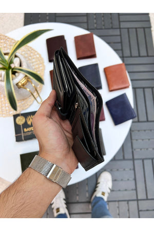 Luna Genuine Leather Handy Coin Holder Kibar Men'S Wallet Black