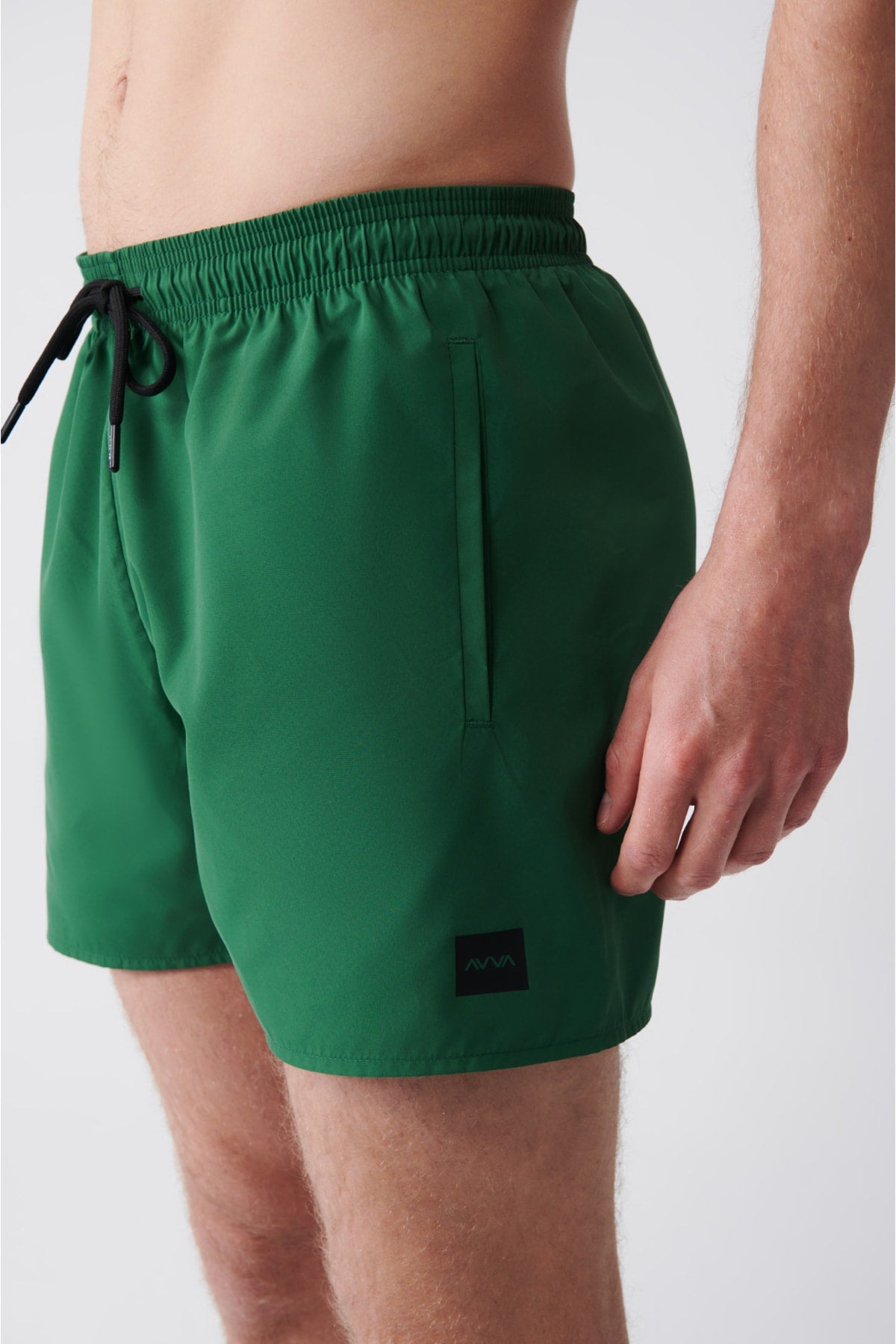 Men's Green Quick Dry Standard Size Straight Swimwear Marine Shorts E003801