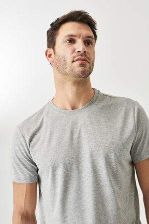Men'S Gray Melange Cotton Slim Fit Slim Fit Crew Neck Short Sleeved T-Shirt