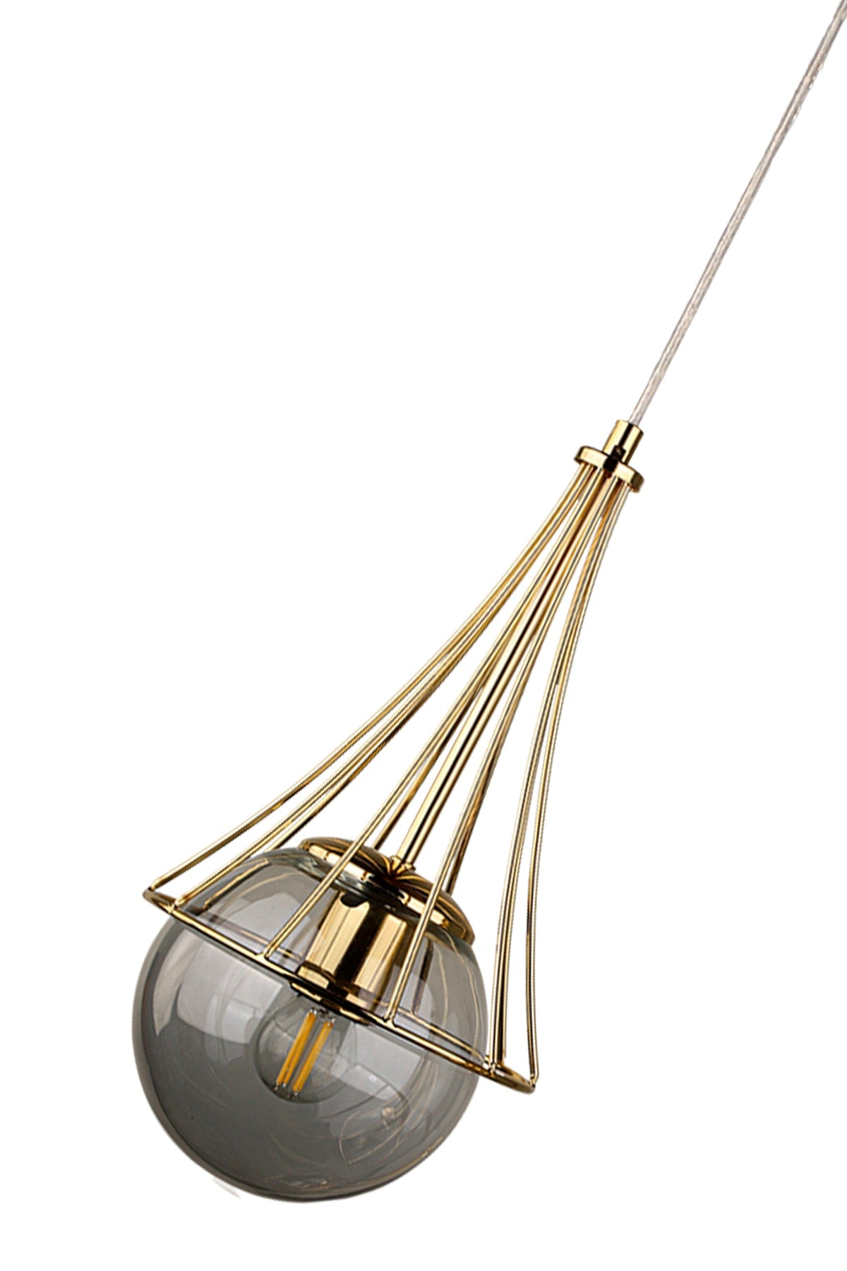 Lapis Single Chandelier Gold-Smoked Glop Glass