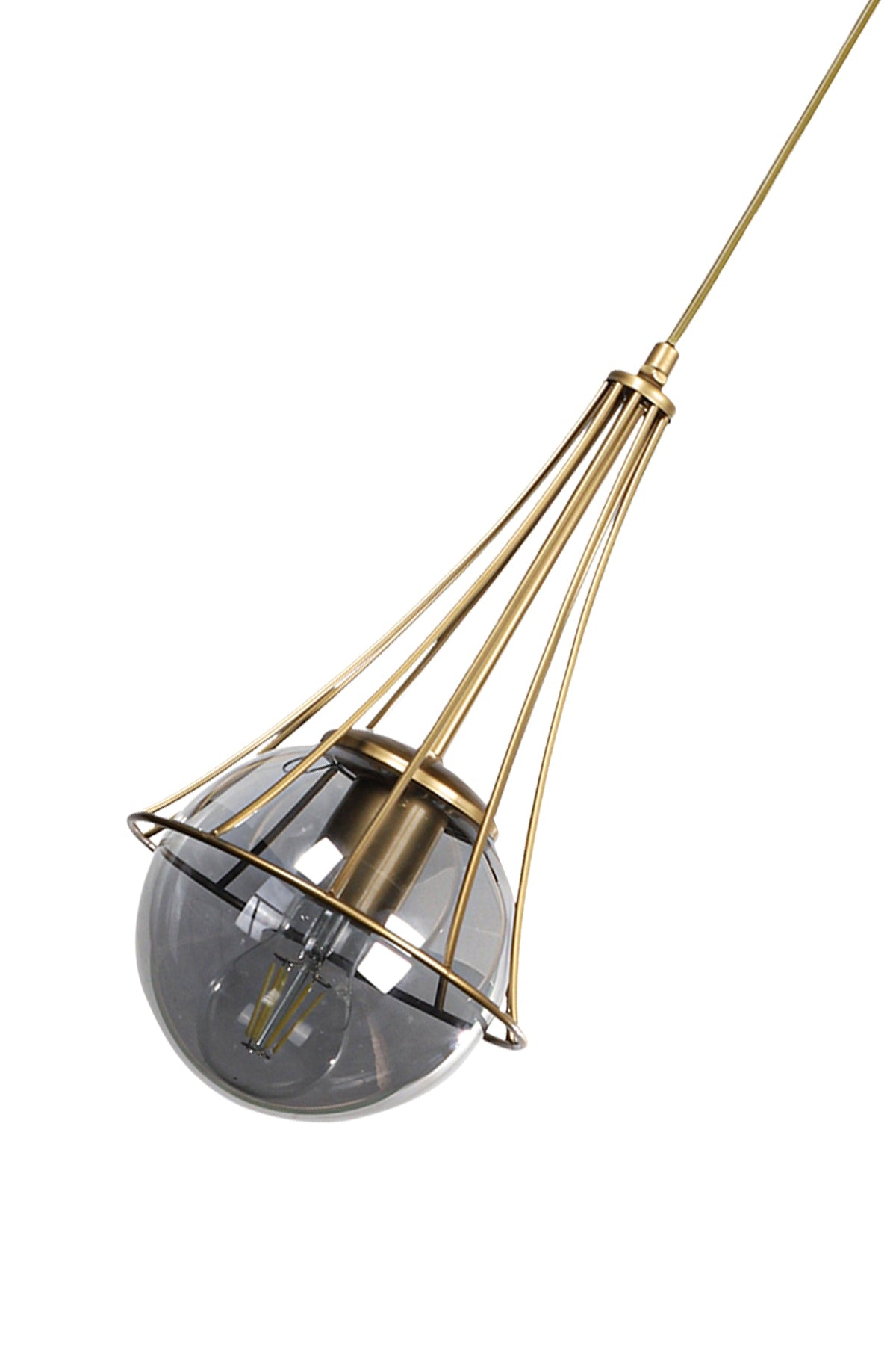 Lapis Single Antique-Smoked Glop Glass Chandelier