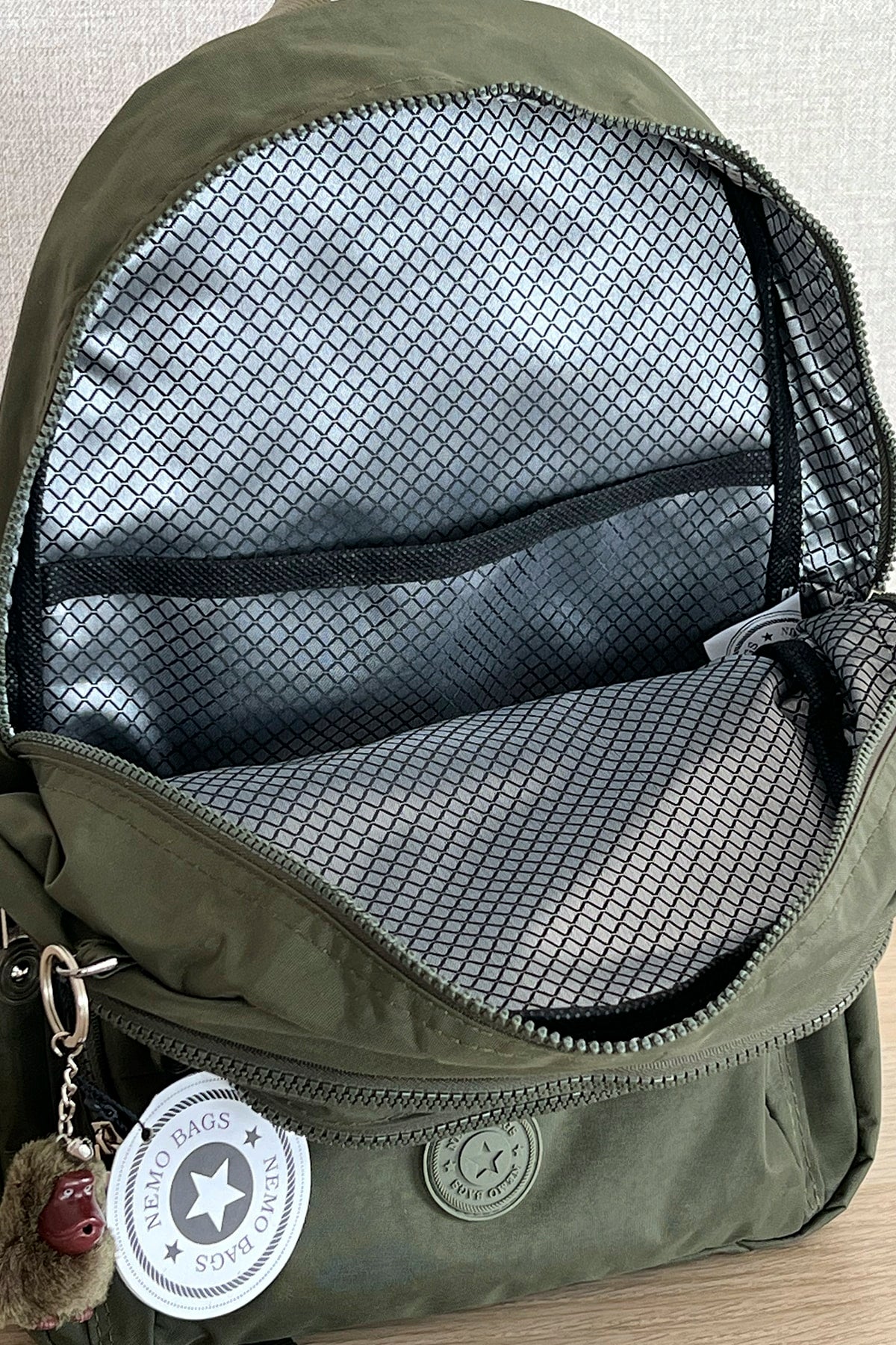 Fcstore Crinkle Fabric Waterproof Medium Size Khaki Clinker Backpack/Laptop School Bag
