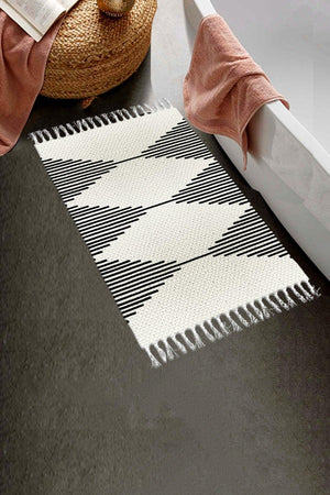 Patterned Washable Modern Single Bath Mat Carpet Vintage Woven Rug 50x80cm Byns-04 - Swordslife