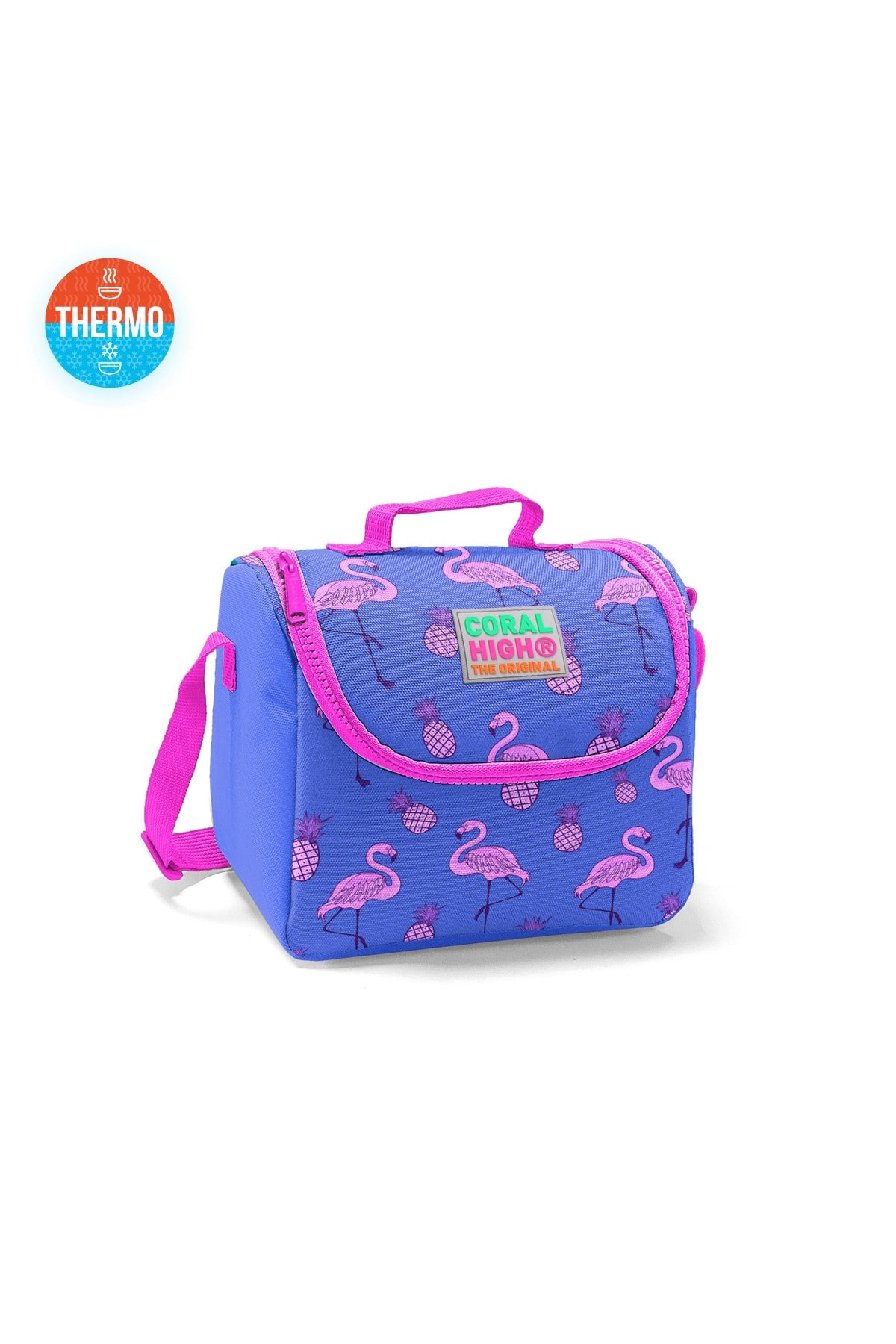 Kids Four Compartment Lavender Flamingo Patterned 3-Pack School Bag Set