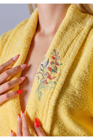 Alya Luxury Embroidered Cotton 2 Piece Bathrobe Set - Swordslife
