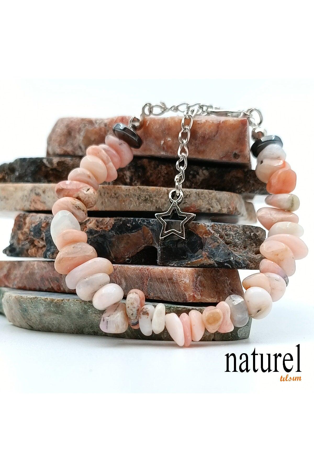 Natural Stone Pink Opal Women's Bracelet - Broken Natural Stone - Gift Bracelet - Swordslife