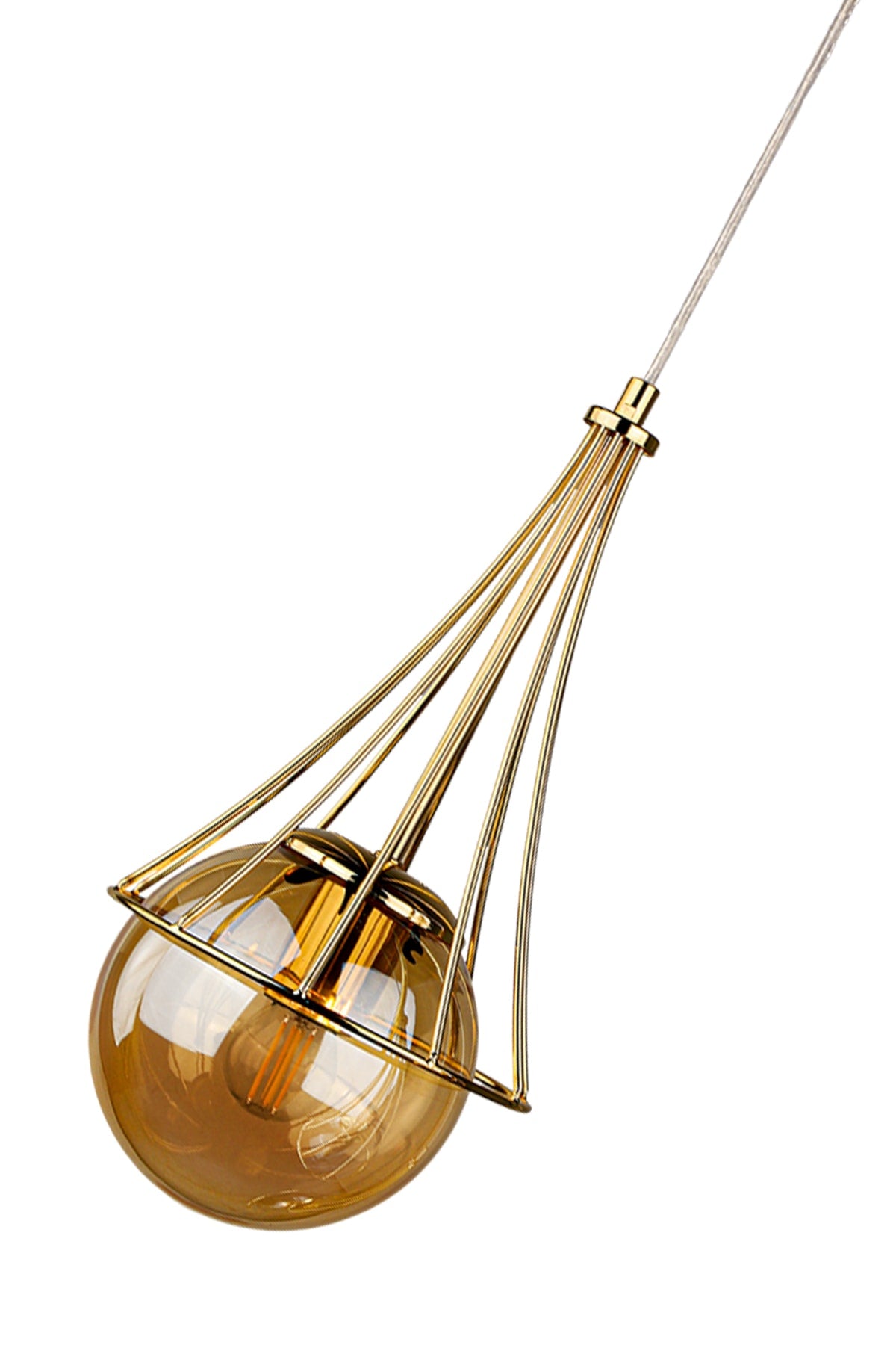 Lapis Single Chandelier Gold-Honey Glop Glass