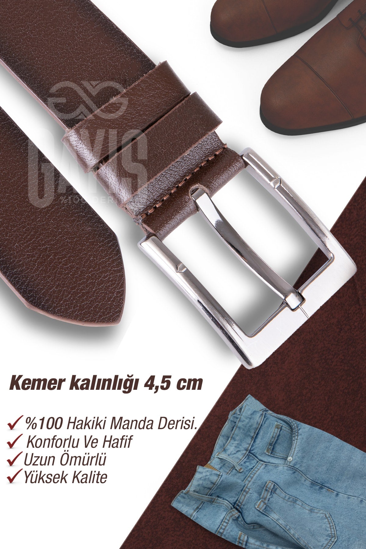 100% Genuine Buffalo Leather Brown Men'S Jeans Belt - Men'S Gift Belt