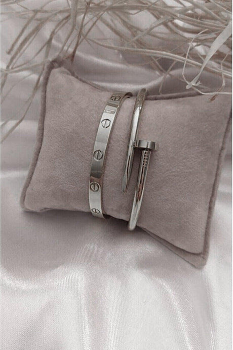 Silver Color Combine Heart Necklace Star Necklace Kartier Nail Bracelet And Cube Combine Bracelet - 2277 - Swordslife