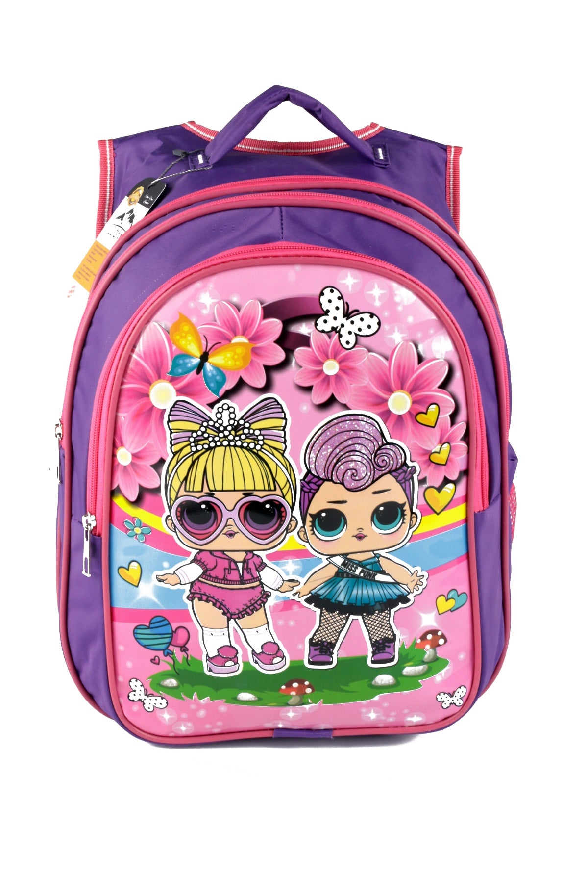 Middle School Primary School Bag And Lunch Box 3 Pockets Pad Purple