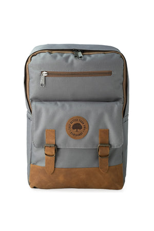 Unisex Gray 100% Genuine Leather Detailed Waterproof 15.6 Inch Multi-Compartment Backpack With Laptop Compartment
