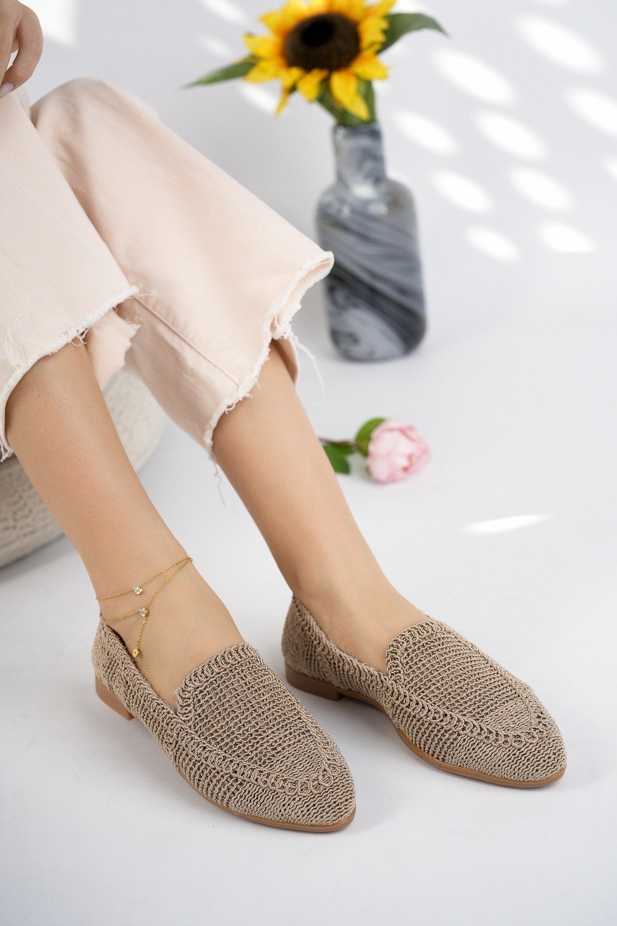 Women's Knitted Flat Shoes Women's Shoes Casual Shoes Mink