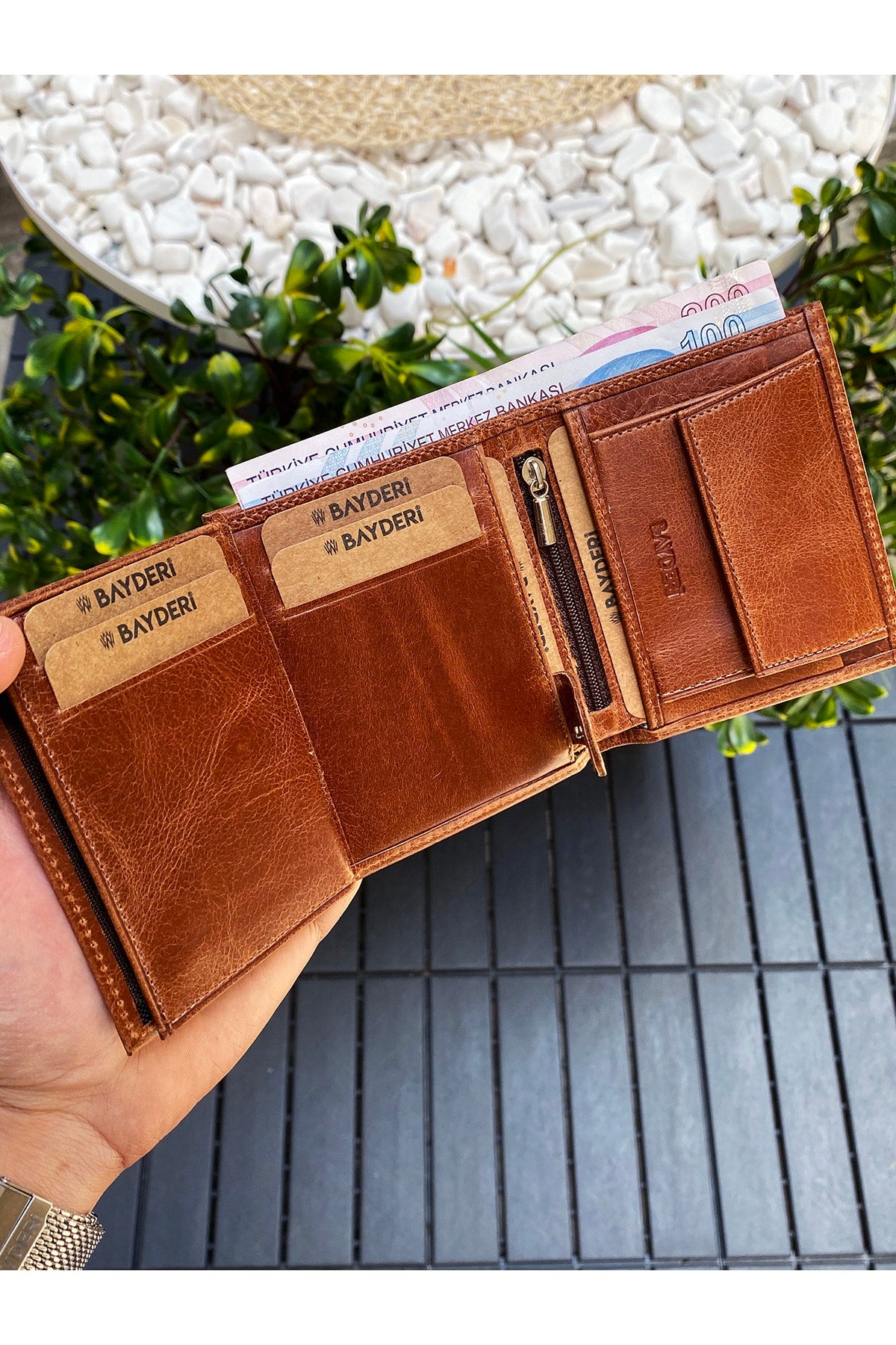 Genuine Tumbled Leather Handy Taba Coin Holder Gentle Men'S Wallet