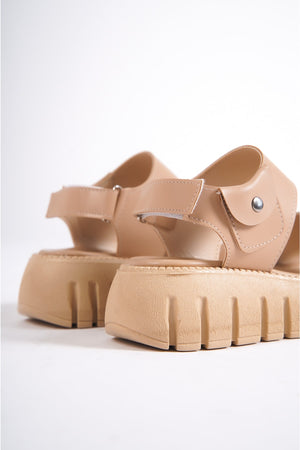 735-N Nude Gladiator Platform Sandals