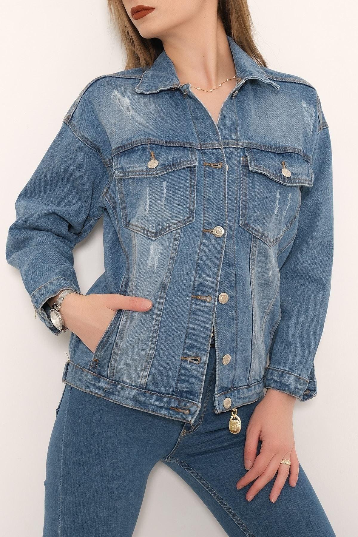 Cuffed Denim Jacket Light Blue - 9887.1184. - Swordslife