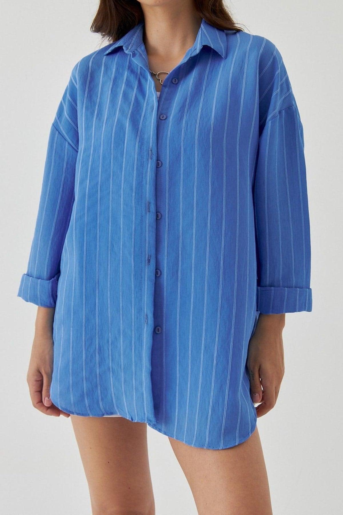 Striped Blue Women's Shirt - Swordslife