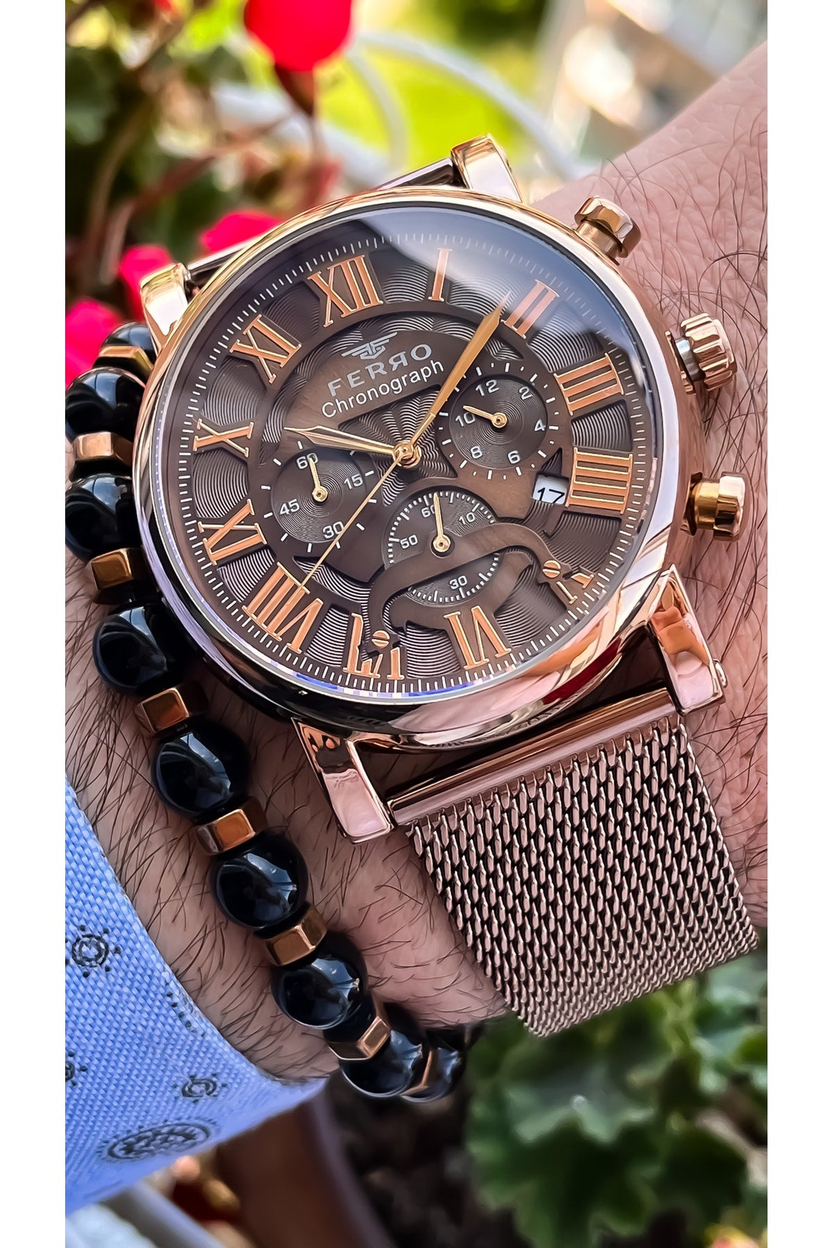 Chronograph Functions Active Brown Men'S Wristwatch Bracelet