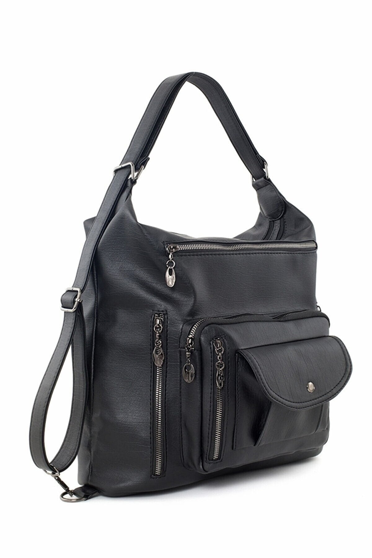 Women's Black Back And Hand Wash Leather Bag - Both Back and Shoulder Bag