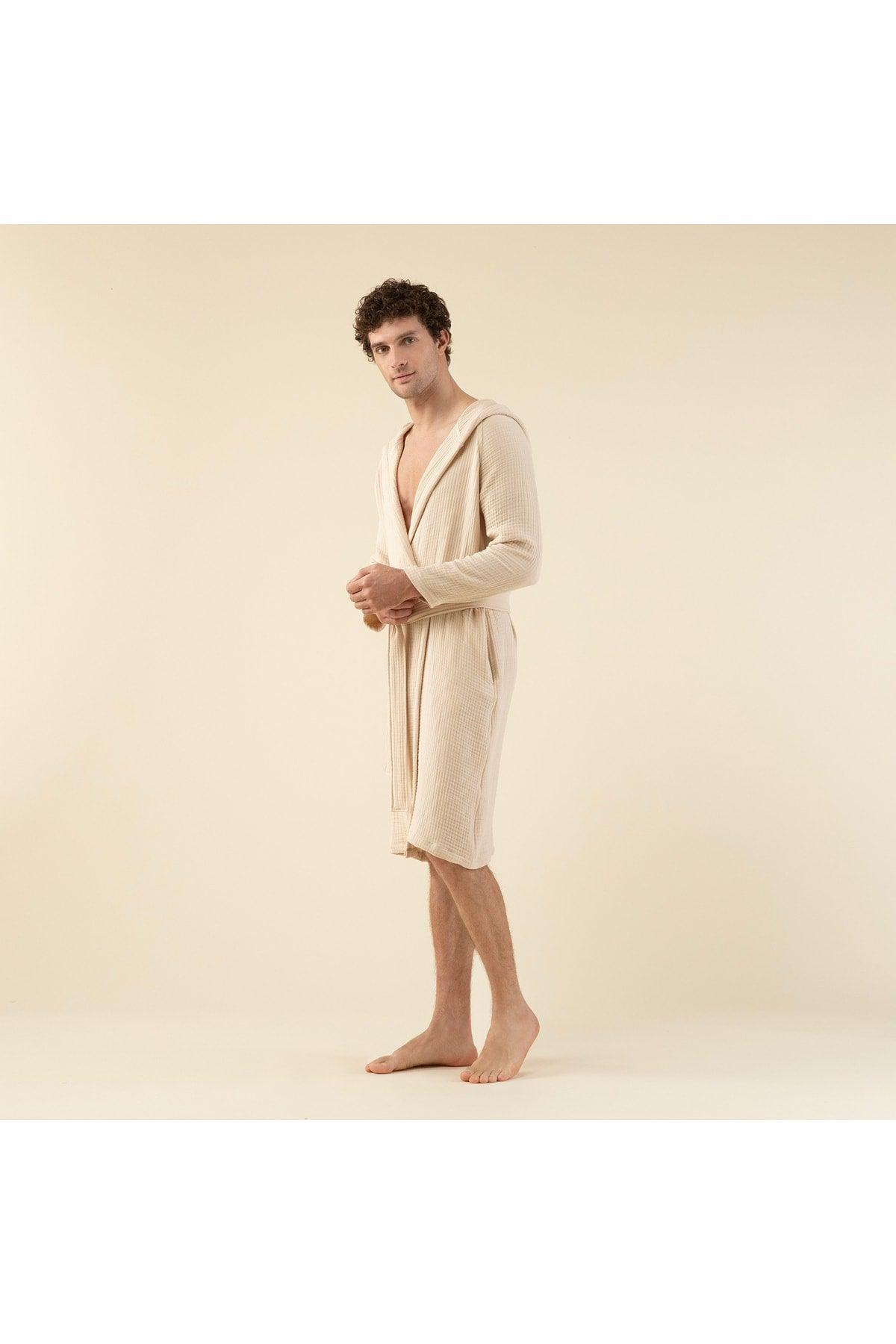 Armin Unisex Bathrobe Beige - Swordslife