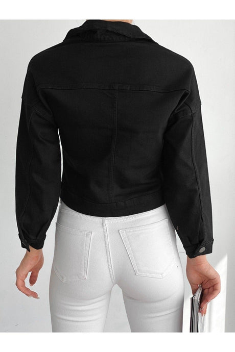 Black Crop Denim Jacket Zyn-58080 - Swordslife