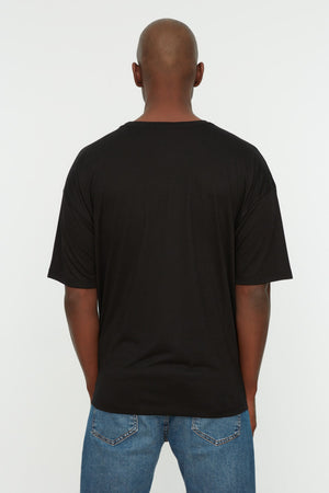 Black Men'S Basic Oversize Crew Neck Short Sleeve T-Shirt Tmnss22Ts0300