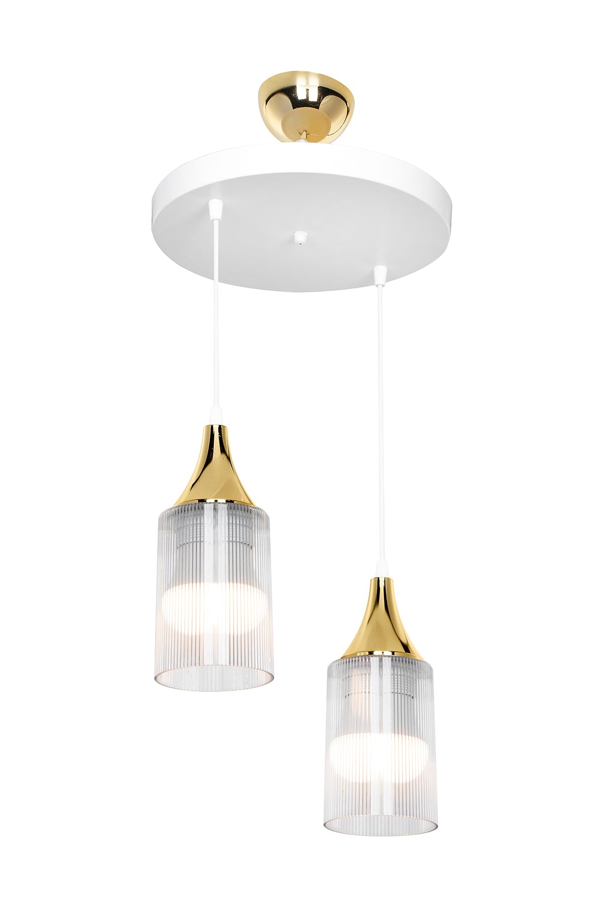 Aksel 2-Piece White Gold Kukali Living Room Kitchen Bedroom Chandelier