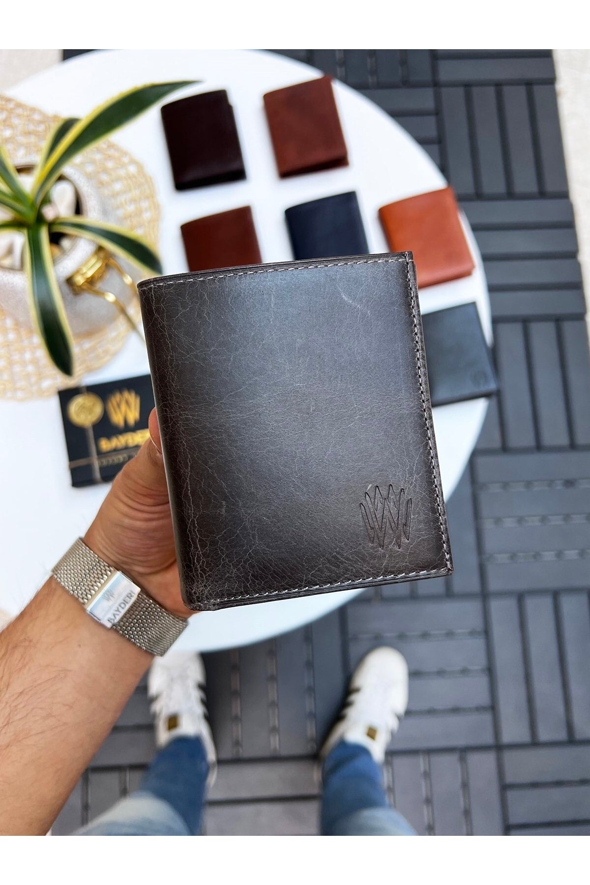 Luna Genuine Leather Handy Coin Holder Kibar Men'S Wallet Crazy Gray