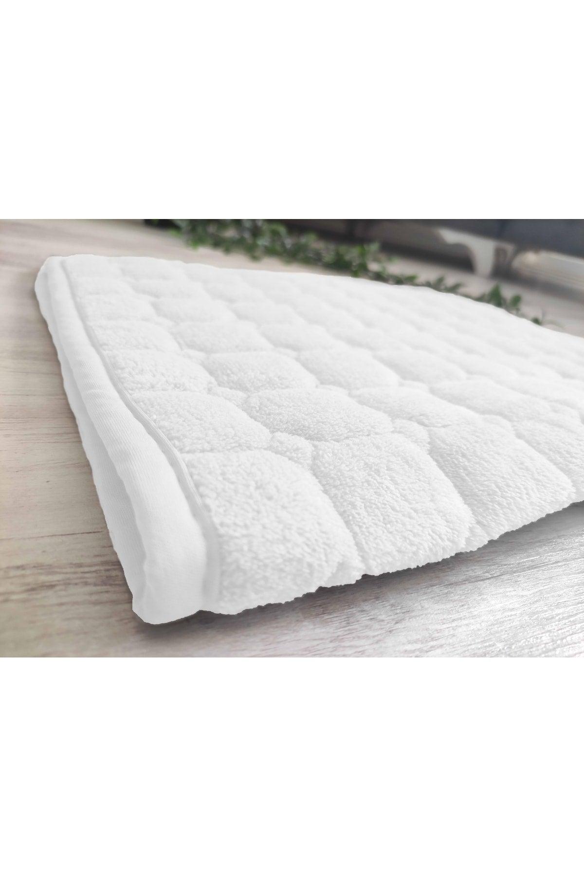 Bath Mat Non-Slip Base Water Absorbent Washable Triple (40x60)+(50x80)+(60x100) Cm White Bathroom Rug - Swordslife