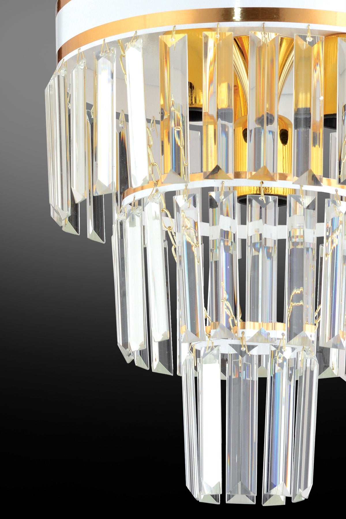 Roma 3-Tier White To Gold Gilded Crystal Stone Modern Chandelier Of 30'