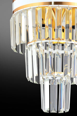 Roma 3-Tier White To Gold Gilded Crystal Stone Modern Chandelier Of 30'