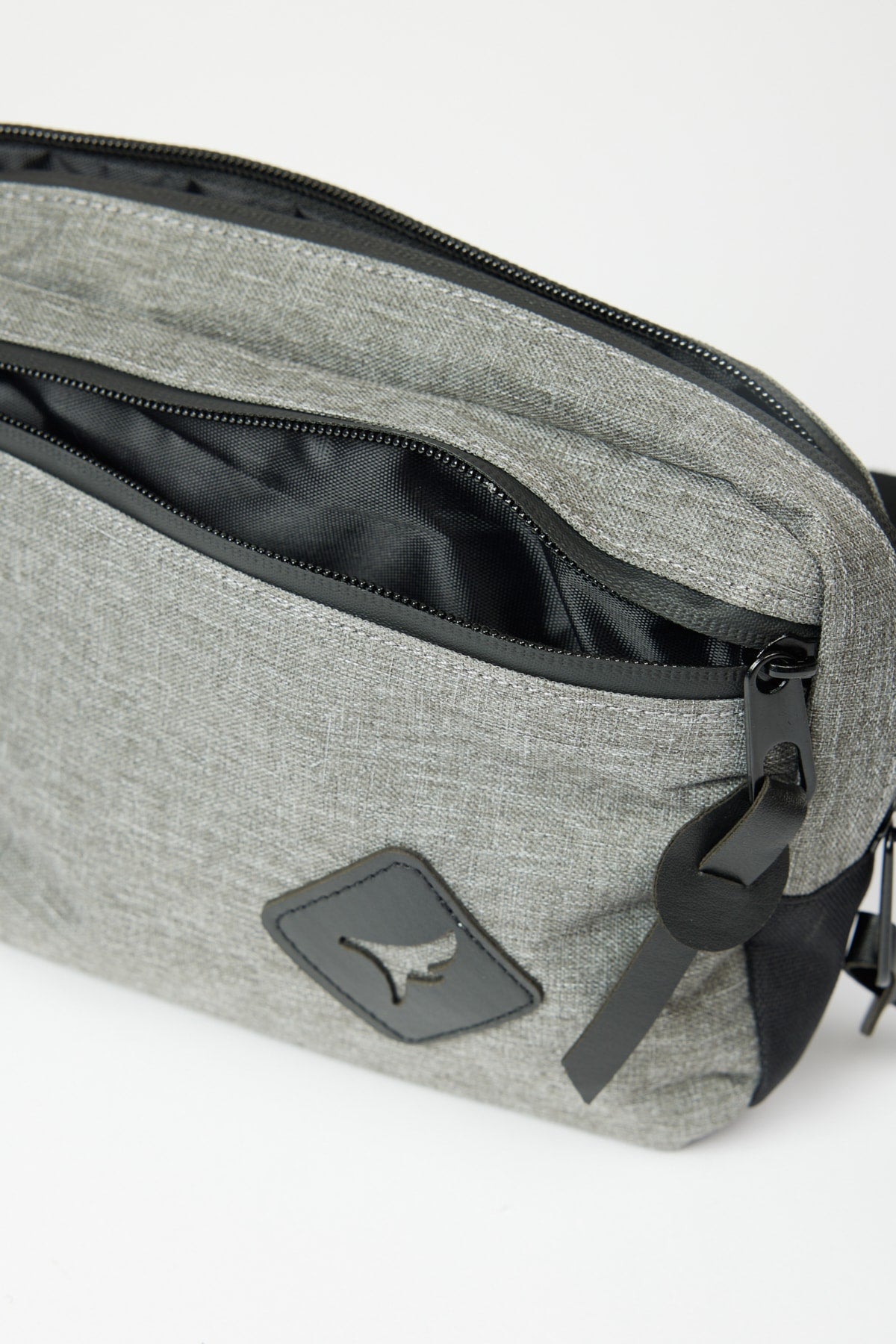 Men'S Grey-Black Zippered Waist Bag