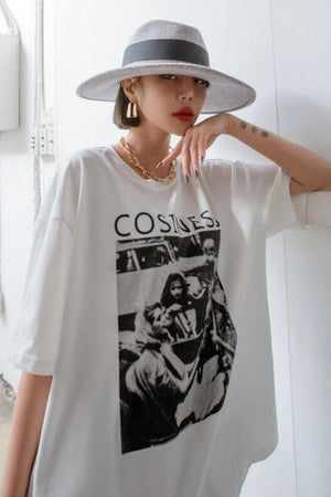 Women's White Cosiness Printed Oversize T-shirt - Swordslife