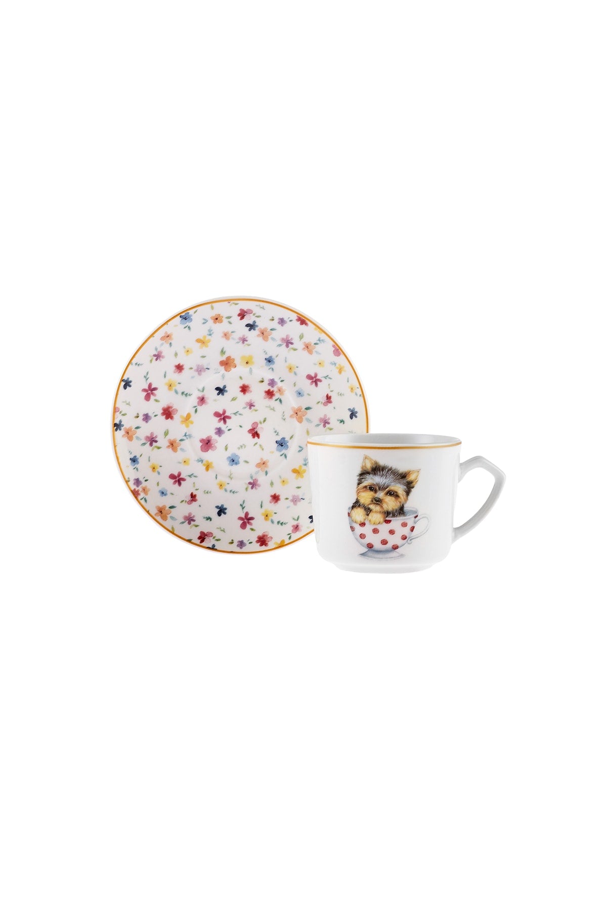 Set Of 6 Coffee Cups With Dog 80 Ml