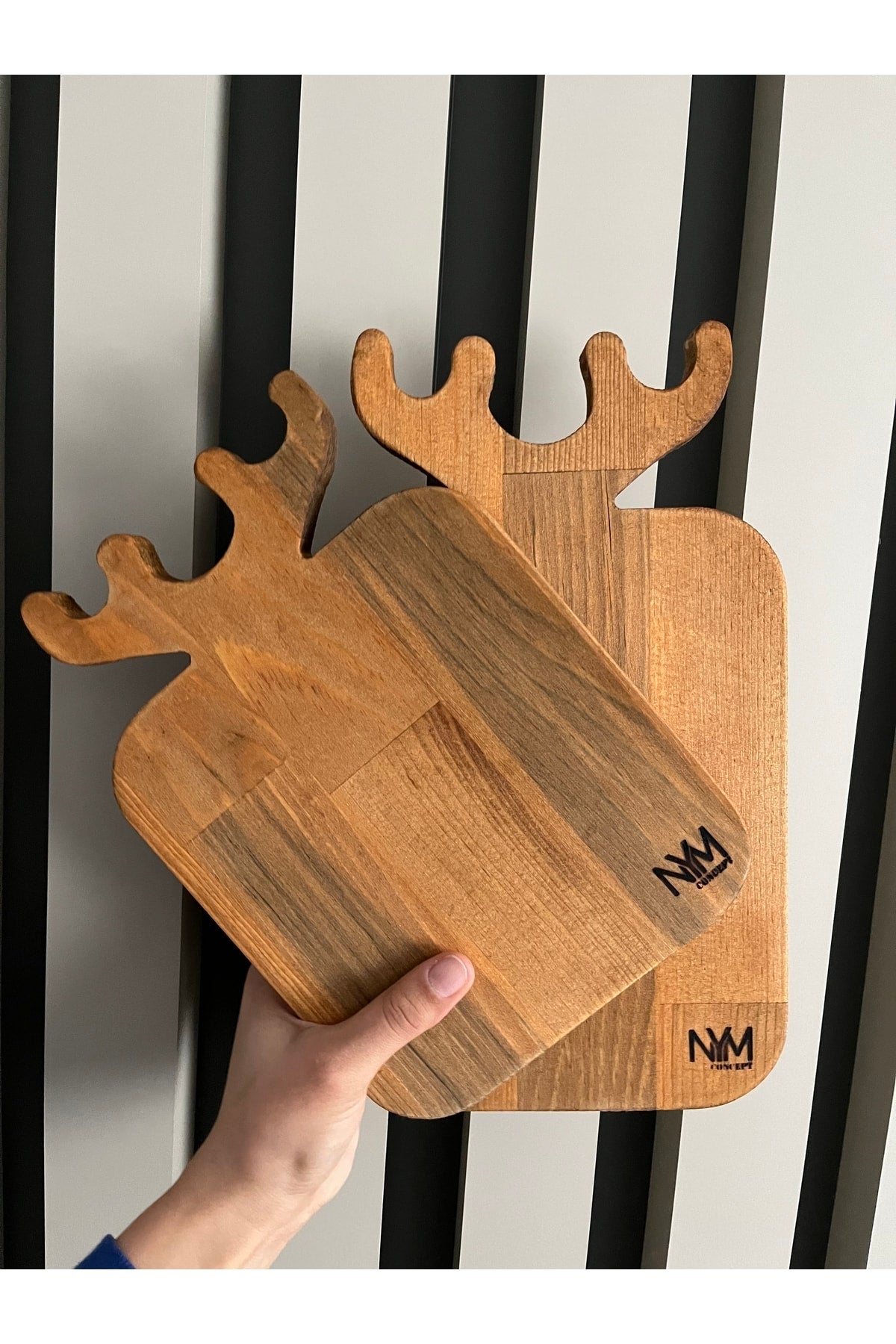 2 Pcs Deer Cutting/Presentation/Serving/Coffee Plate 100% Pine