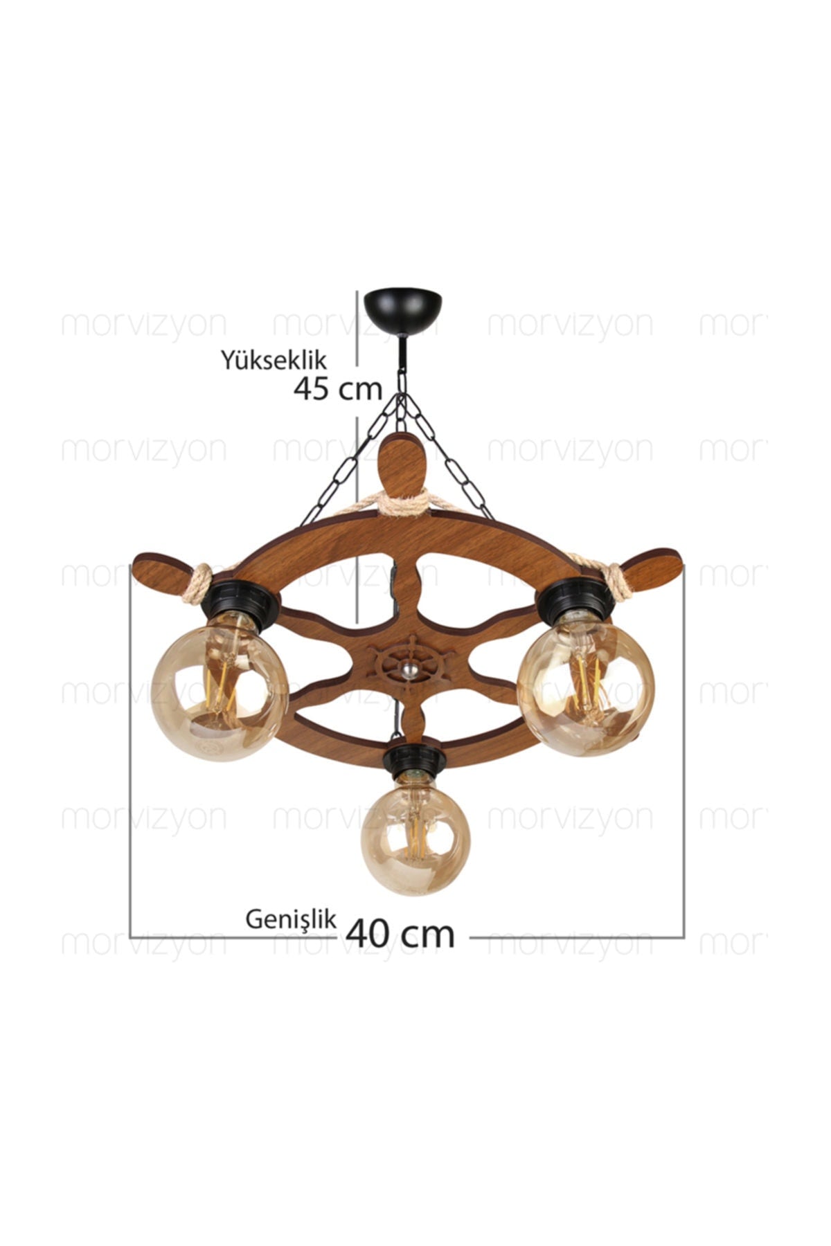 3-Piece Rudder Themed Wooden Chandelier M253