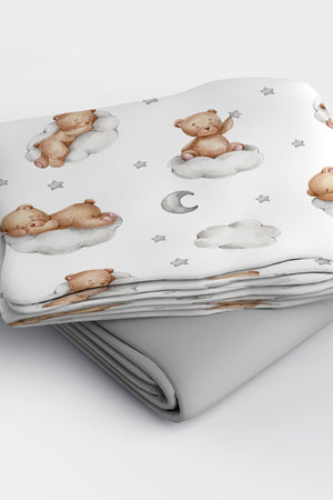 Sleeping Teddy Bear 3D Cotton Satin Baby Duvet Cover Set
