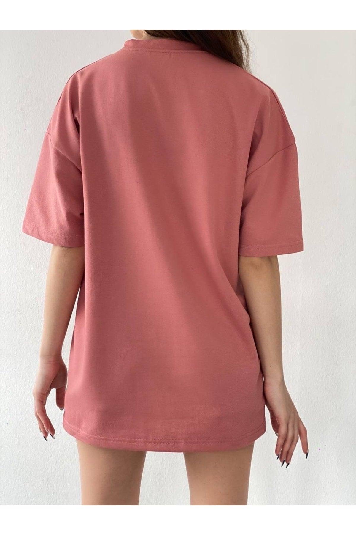 Unisex Cotton Salmon Crew Neck Oversize Boyfriend T-shirt - Swordslife