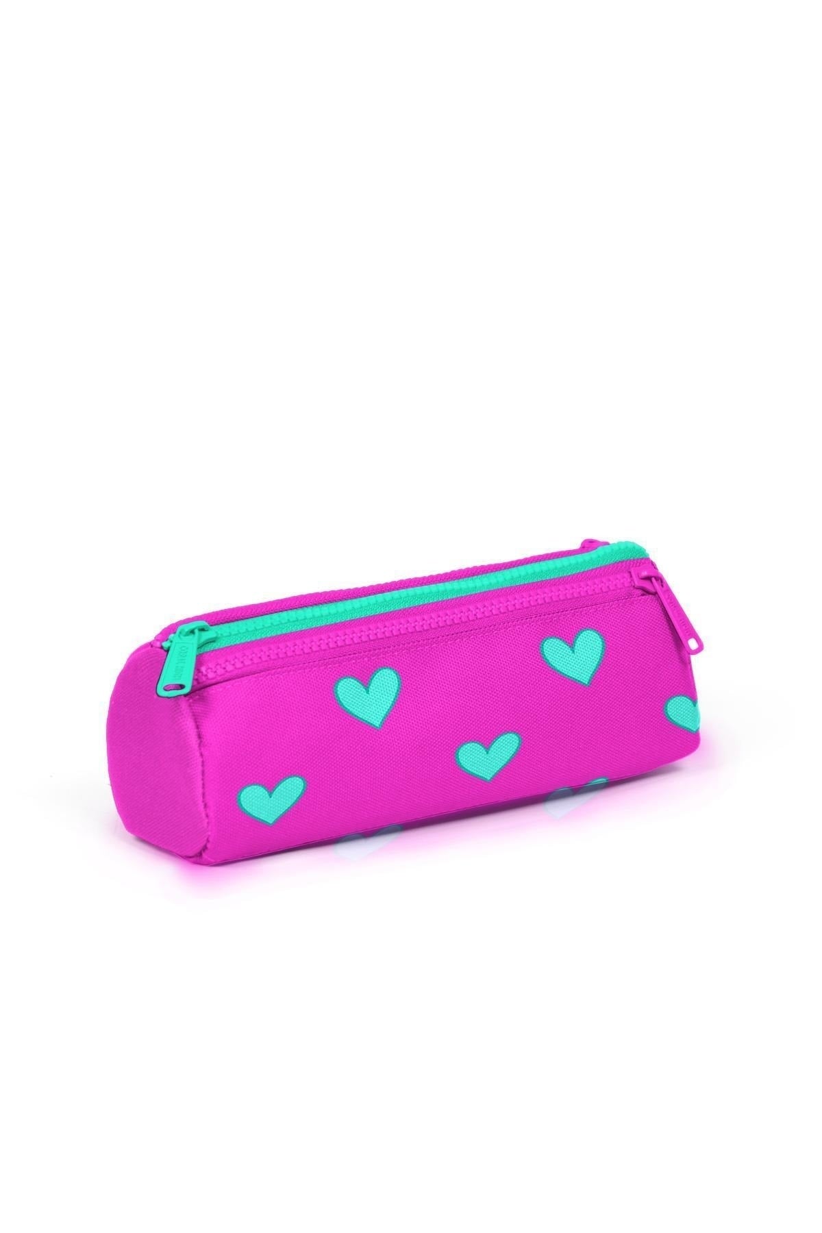 Kids Neon Pink Water Green Heart Patterned USB 3 Pcs School Bag Set SET0123277