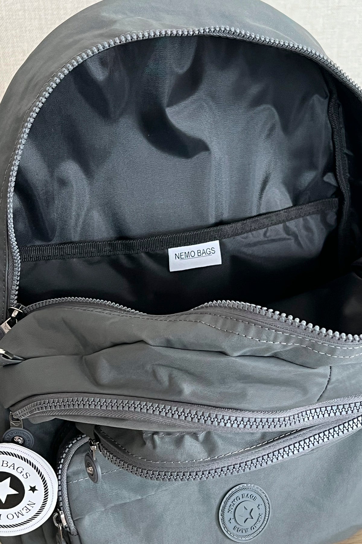 Dark Gray Backpack School Bag 14 Inch Laptop Travel Bag Duomino 18 Lt 40X30X15Cm
