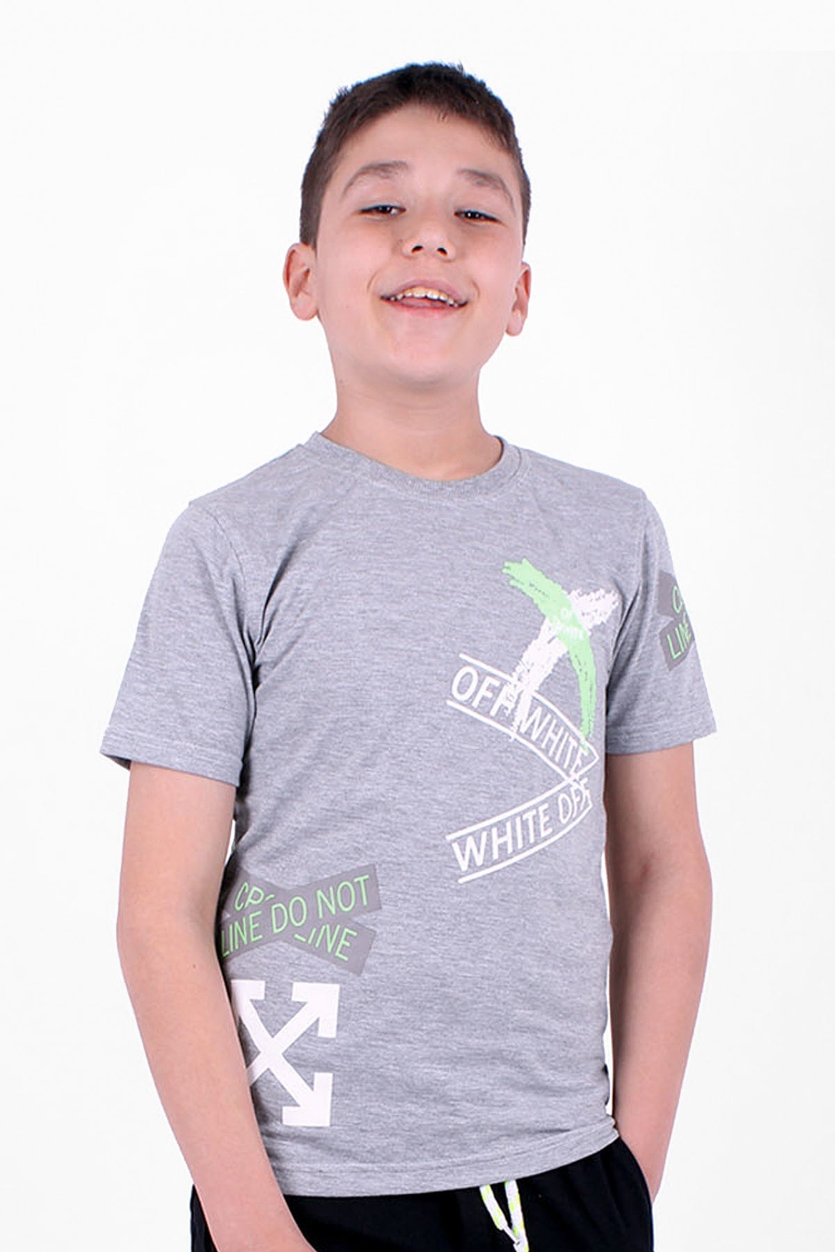 3 Piece Printed X Collection Boys White Black Gray T-Shirt