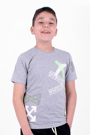 3 Piece Printed X Collection Boys White Black Gray T-Shirt