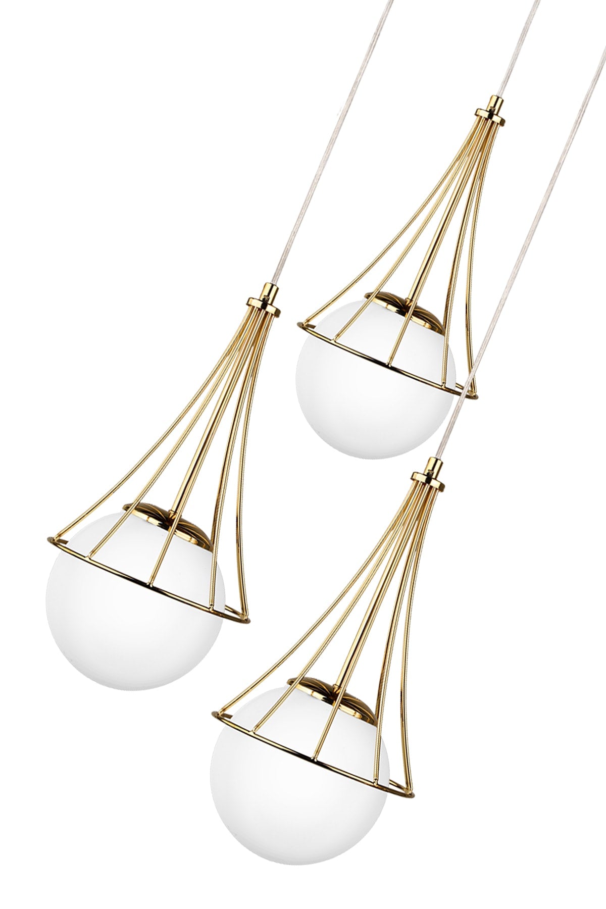 Lapis 3Rd Chandelier Gold-White Glop Glass