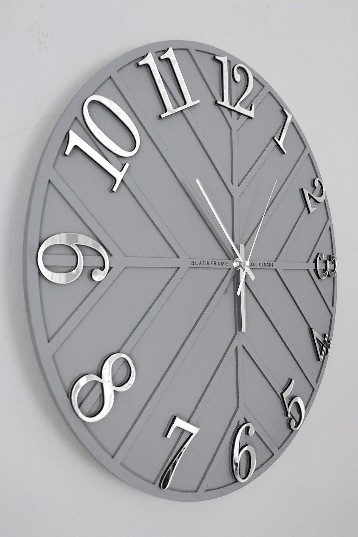 - Diagonal Lines - Gray & Silver - 50cm Wall Clock - Swordslife