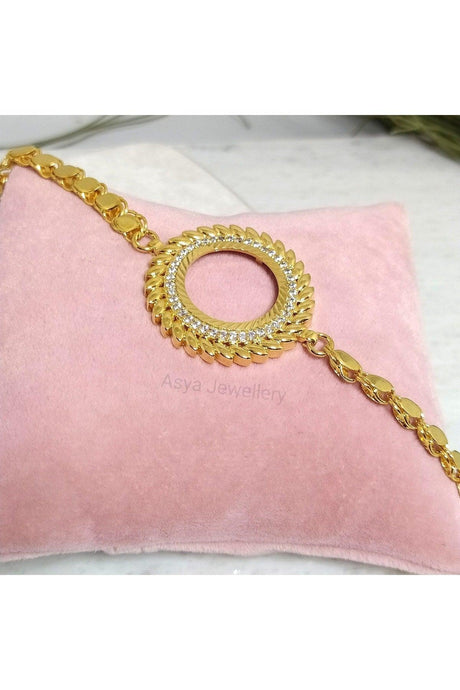 Jeweller's Production 22K Gold Plated Quarter Gold Compatible Barley Chain Bracelet - Swordslife