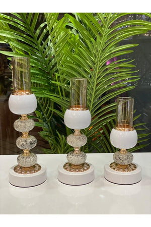 Decorative Triple Marble Pattern Lux Metal Candlestick - Swordslife